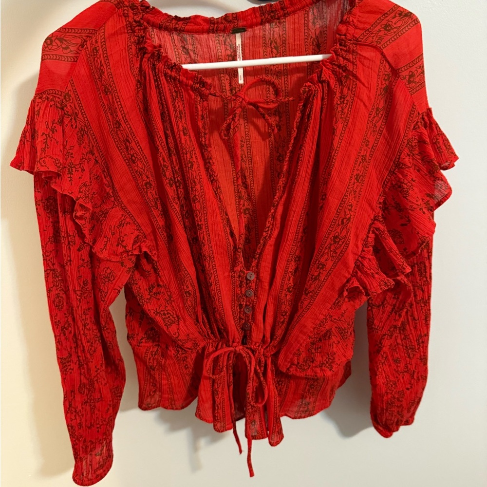 Free People Red Blouse Elegant Top